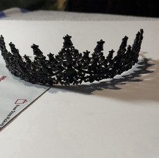 Black Gothic Rhinestone Crown Tiara Heavy Metal Queen Costume Headpiece NEW