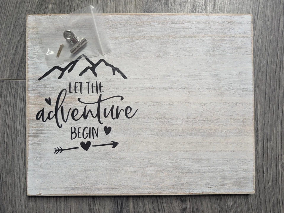 NEW Let The Adventure Begin Photo Clip Frame Rustic Couple Engagement Gift Wood - Image 2 of 4