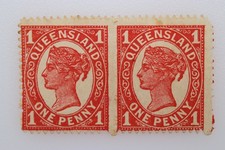 Queensland SC 123 1d Red Mint Hinged Pair MH