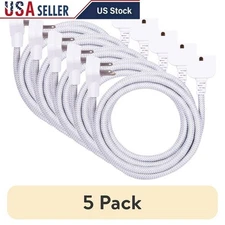 10ft 3 Outlet Extension Cord Flat Plug Fabric Covered Durable Indoor Power Strip