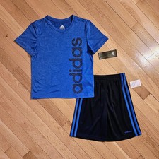 NEW ADIDAS Little Boy Tee  Short Set, Blue sz 5 
