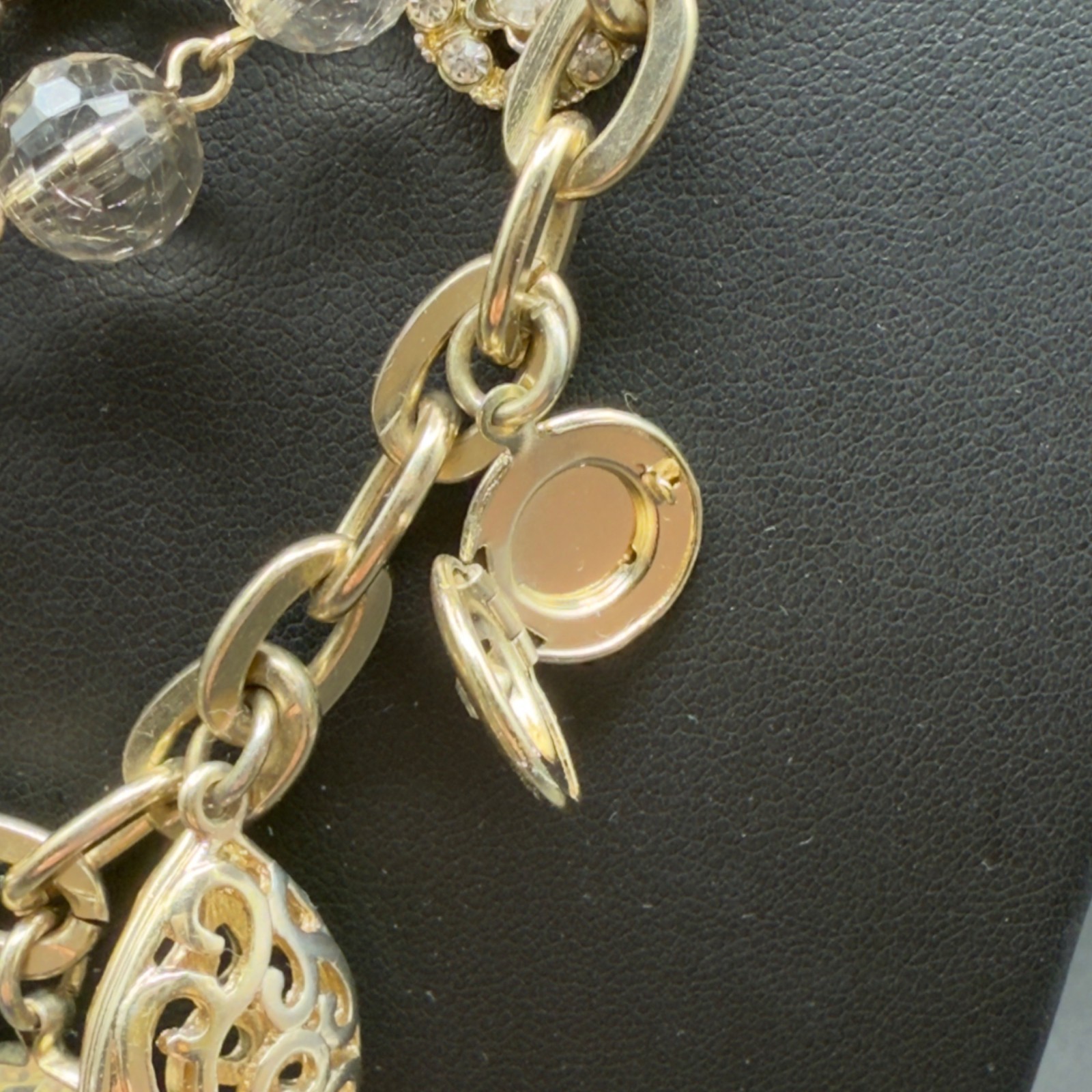 Multi Layer Gold Tone Statement Necklace Charms L… - image 8