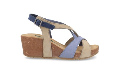 Bionatura Damen Sandalen Maratea aus Nabuk mit Keilabsatz und Schnalle - NAM14 (Multi)