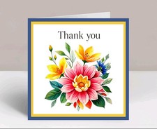 Thank You Card Printable  Floral Watercolor Digital Download  Gift Card