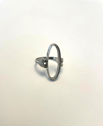 Vintage  Sterling Silver  8  OVAL Mount Ring Setting SIZE 5