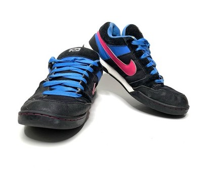 2008 Nike 6.0 Air Mogan Size 12 Skate Shoes 346227-991 Y3NI Black &Blue/PinkTrim