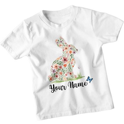 Personalisiertes T-Shirt Blumen Osterhase Hase Jungen Mädchen Geburtstag Geschenk Kinder