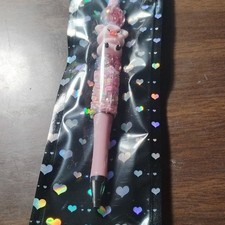 Pink Pig Topper Glitter Decorative Ballpoint Pen Plastic Beaded Barrel