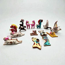 15 VTG Chinese Satin Silk Embroidered Animals Ornaments Christmas Kitsch MCM lot