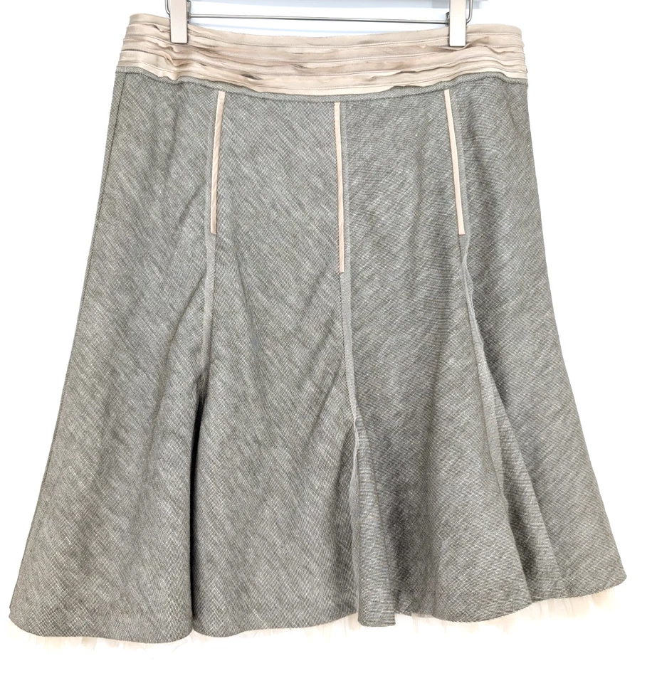 Винтажная Y2K Ограниченная Серая Плиссированная Расклешенная Сетка С Грубой Подкладкой Шелковая Отделка Юбка Размер 10 - Изображение 2 из 4