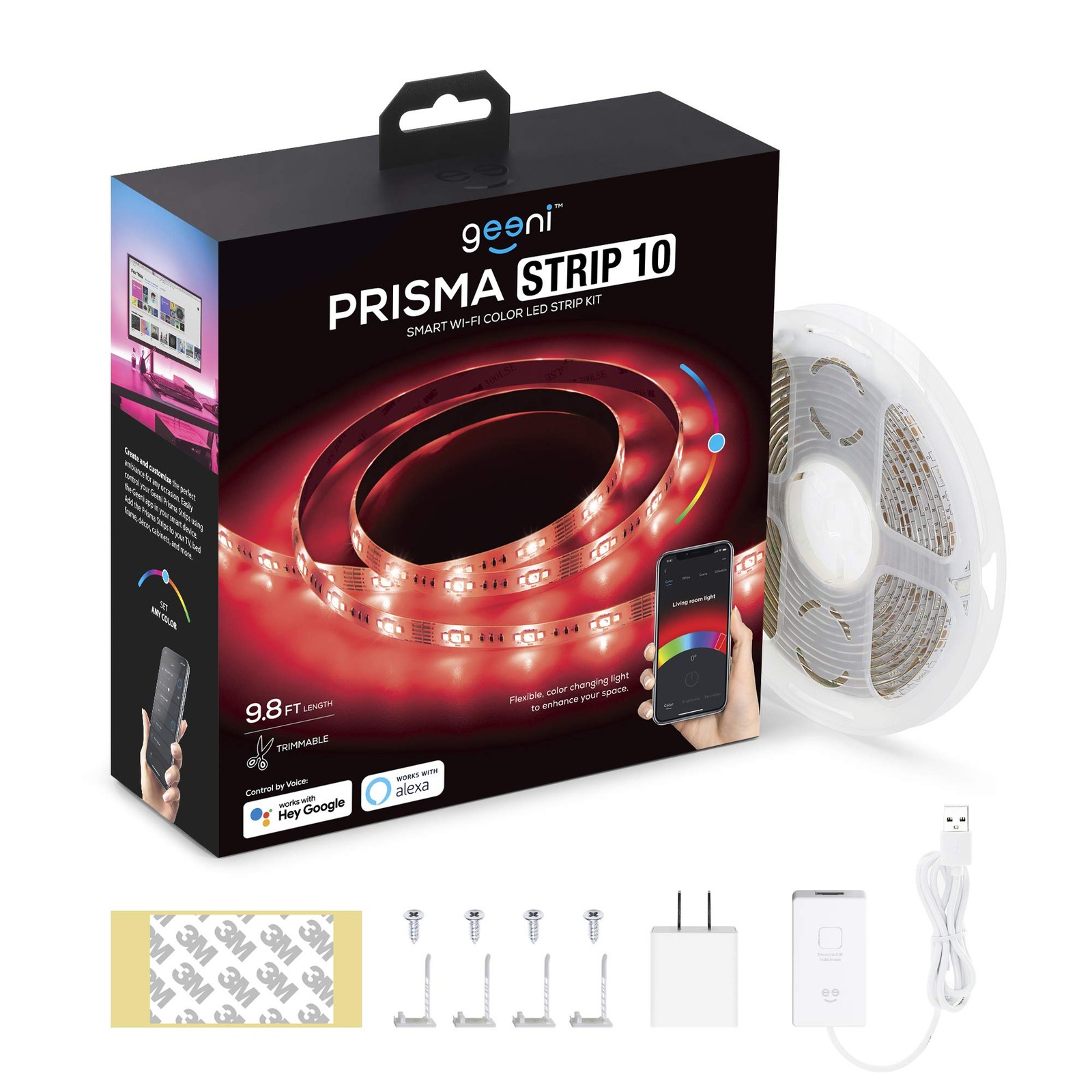 Prisma Strip 9.8 ft Smart LED Strip Lights, Indoor/Outdoor Adhesive Strips, L...