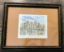 Watercolor Print of Sévilla, signed by Bernadette Voz, matted & framed 14 x 11
