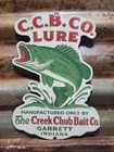 VINTAGE CREEK CHUB BAIT CO. PORCELAIN SIGN OLD FISHING LURE TACKLE ROD REEL SHOP