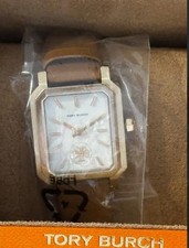 NEW TORY BURCH Women's Robinson Luggage Leather Roller Bar Strap Watch TBW1503