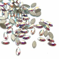 24 pcs Swarovski 2200 Navette Flatbacks No-Hotfix 4x2mm CRYSTAL AB 001 AB 