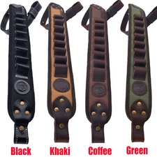 Leather Canvas Rifle Sling Shotgun Straps For 308, 30-30 12GA .22LR .348 .44mag