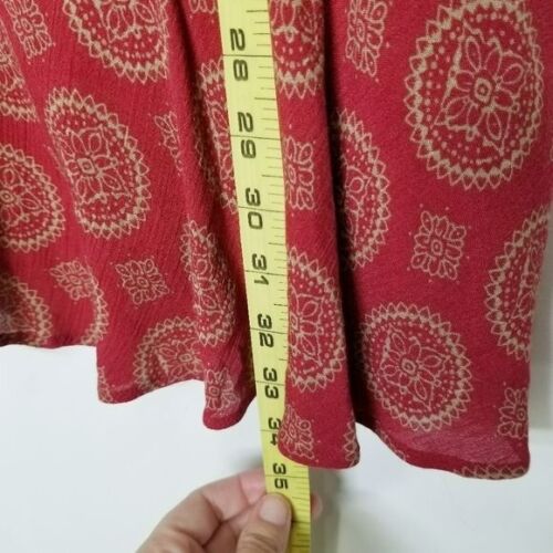 Abito tubino estivo rosso Anthropologie THML boho ricamato foderato cravatta schiena media - Foto 2 di 11
