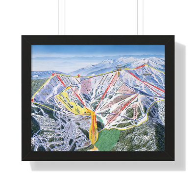 Schweitzer Mountain ID Trail Map Framed Poster Idaho Ski Resort 20x16