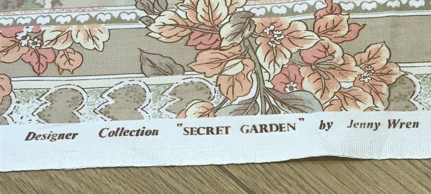Vintage "Secret Garden" Jenny Wren Designer Collection Fabric, 49" x 64" approx. 4
