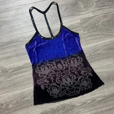 FREE PEOPLE Forbidden Ivy Velvet Burnout Ombre Tunic Top Sequin Strap Blouse S