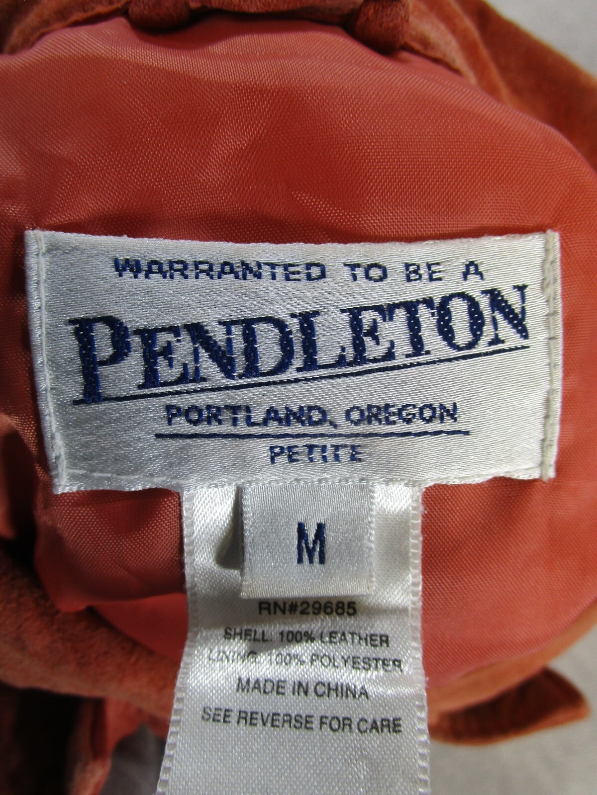 Pendleton Jacket Womens Medium Orange Leather But… - image 3