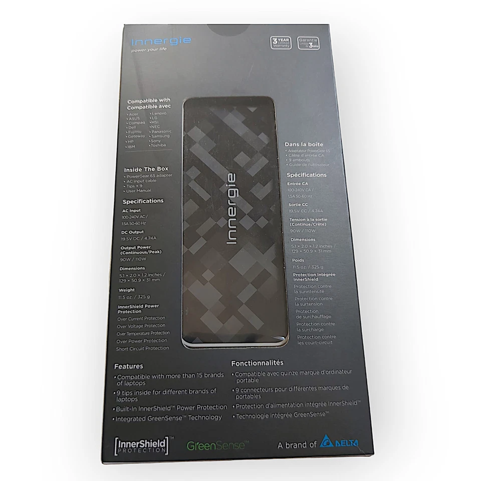 Cargador universal para computadora portátil Innergie PowerGear 90 W 19,5 V/4,7 A ~ 9 puntas Foto 3 de 4