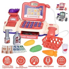 Kids Pretend Play Calculator Cash Register Toy Learning Counter Grocery Store