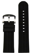26mm Panatime Black Waterproof Watch Strap - Rubber Triple Racing Stripe