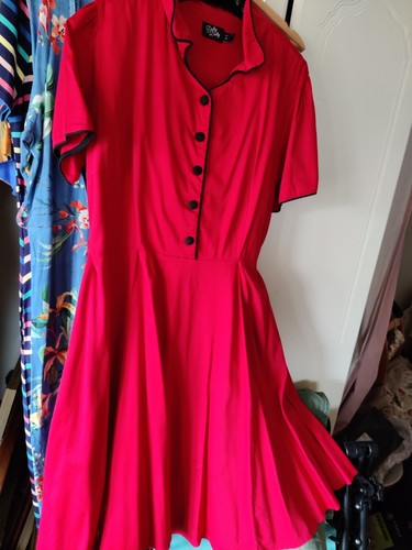 Vestido Dolly & Dotty Swing, rockabilly, traje de invitada de boda, rojo escarlata talla 20