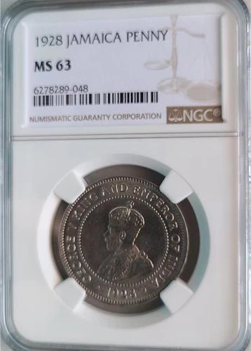 Jamaica 1 Penny 1928 NGC MS 63