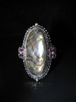 BARBARA BIXBY ABALONE BRASILIANISCHER GRANAT DOUBLETTE GRÖSSE 6 BLUME RING Geschenk Edelstein