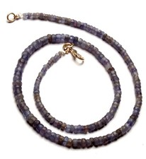 Natural Tanzanite Gems 3.5 to 5 mm Size Unpolished Rondelle Beads 16" Necklace