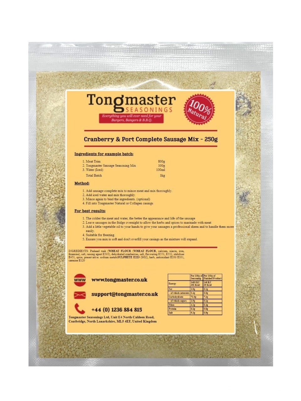 Cranberry & Port Complete Sausage Mix - 250g