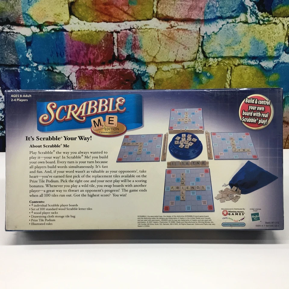 Edición Scrabble Me Crucigrama Juego Palabras Azulejos Madera 2-4 Jugadores Edades 8-Adulto NUEVO Foto 4 de 4