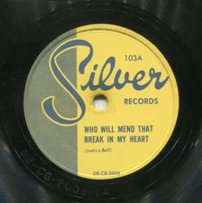 TEX JUSTUS (Waltz With Me Again / Who Will Mend) CLASSIC COUNTRY 78 RPM RECORD
