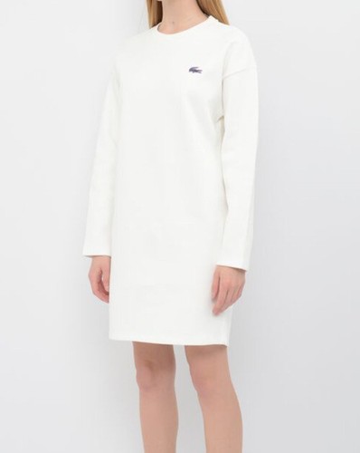 Lacoste Women's SPORT Crew Neck Cotton Sweatshirt Dress In White Size 36  £128.5 | eBay