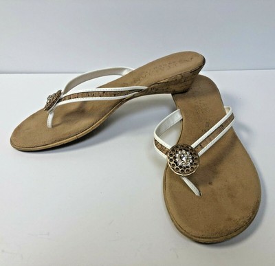 ITALIAN SHOEMAKERS White Flip Flop Thong Sandals Gold Sparkly Embellished Sz 7.5 | eBay
