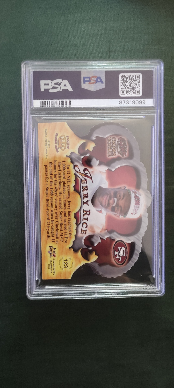 1997 pac. crown royale jerry rice psa 9 view 2