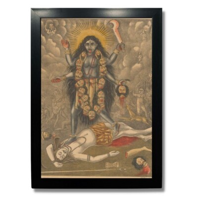 Hindu Gott Wanddekoration Gebet Poster Rahmen Kunst Göttin Kali Kaali Maa