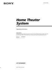 Sony HT-DDW830 Home Theater System Owners Manual