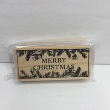Horizon Group USA "Merry Christmas" Stamp Wood Rubber Pine Holiday Gifts Present