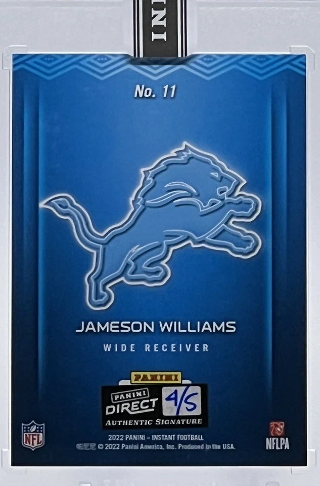 💥JAMESON WILLIAMS AUTO ROOKIE💥2022 PANINI INSTANT DRAFT NIGHT💥RC LE #4/5🔥🔥 - Image 4 of 4