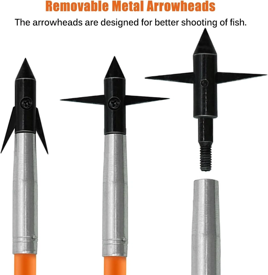 31" Bowfishing Arrows Solid Fiberglass Archery Bow Fishing Hunting Broadheads - Image 3 of 4