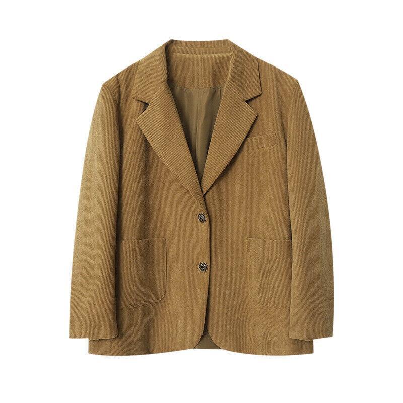 Retro Style Womens Loose Fit corduroy Blazers Coat Jacket
