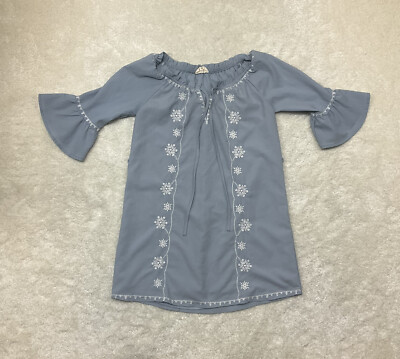 Blu Pepper Girls Size L Dusty Blue Shift Dress Embroidered Floral Bell Sleeve | eBay Blu Pepper Girls Size L Dusty Blue Shift Dress Embroidered Floral Bell Sleeve | eBay