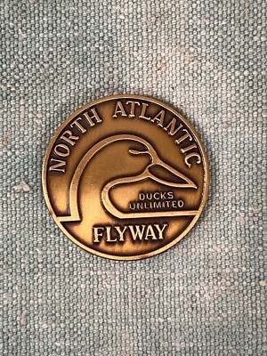 Remington Ducks Unlimited North Atlantic Flyway-Brass Stock Medallion Disc Badge