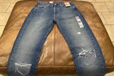 Levi s 501 93 Straight Jeans Mens Size 34x30 Distressed Ripped Paint NWT