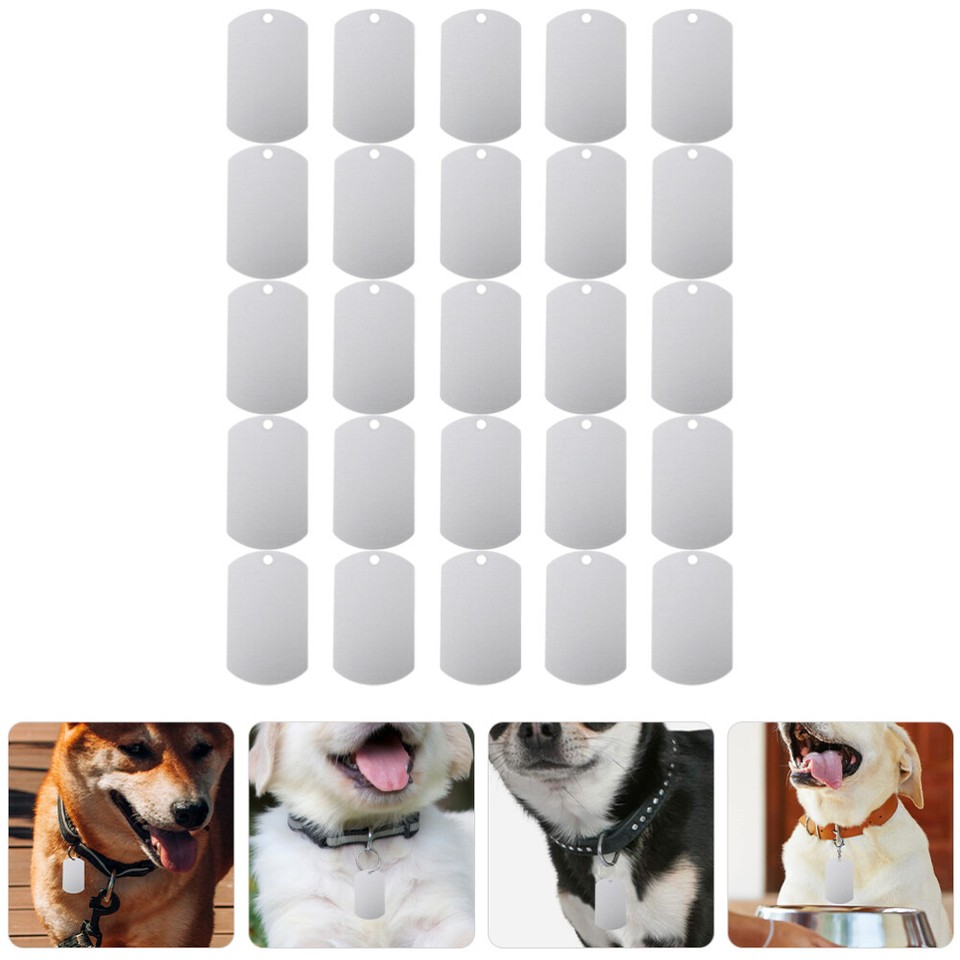 25pcs Chic Pet Name Tags Aluminum Pet Collar Tags DIY Blank Cattle Ear