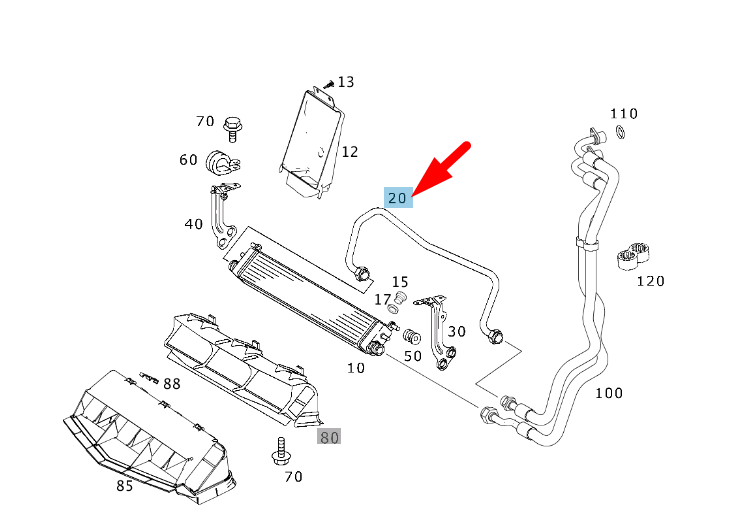 MERCEDES-BENZ SL R230 AMG Right Oil Cooler Line A2305002272