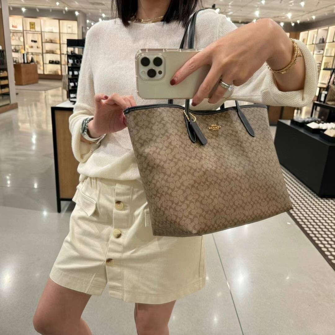 COACH CJ942 City Tote Bag In Micro Signature Canvas | eBay